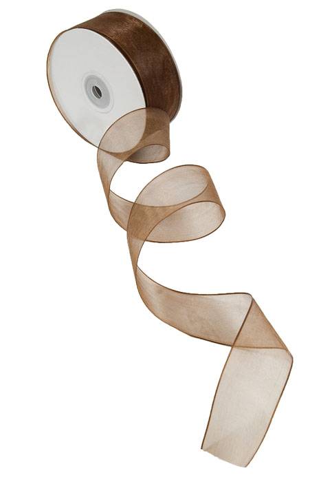 1.5" X 25yds Wired Sheer Ribbon Chocolate