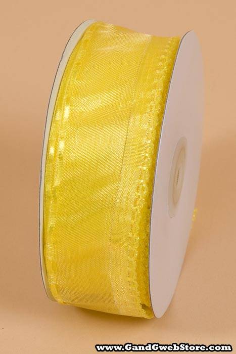 1.5" X 25yds Side Pull Bow W/white Trim Yellow