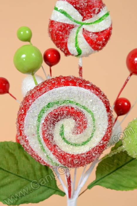 7.5" Sugar Lollipop Mix Pick Red/green/white (Pkg/12)