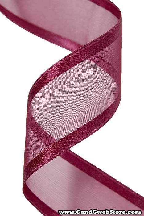 Wired Sheer Ribbon W/satin Edge Burgundy