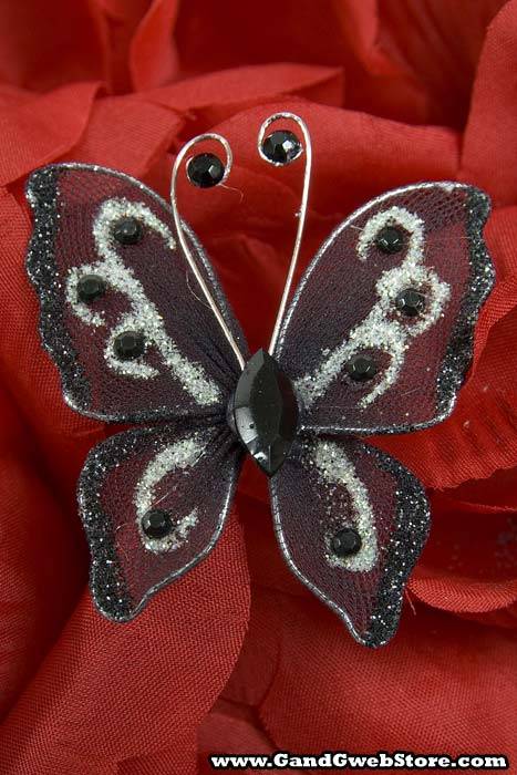 2.25" Wired Decorated Butterfly Black Pkg/20