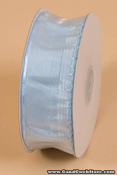 1.5" X 25yds Side Pull Bow W/white Trim Light Blue