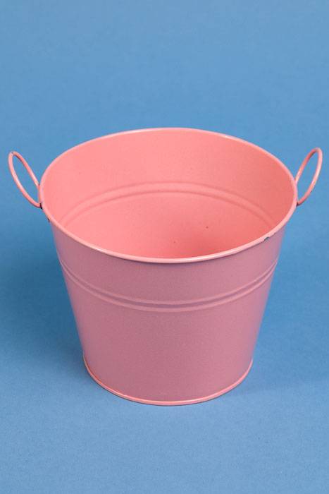 4.5" X 5.75" Round Metal Bucket Pink
