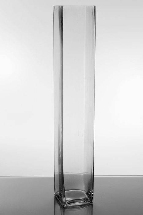 4" X 4" X 24" Square Glass Vase Clear 6 Pcs