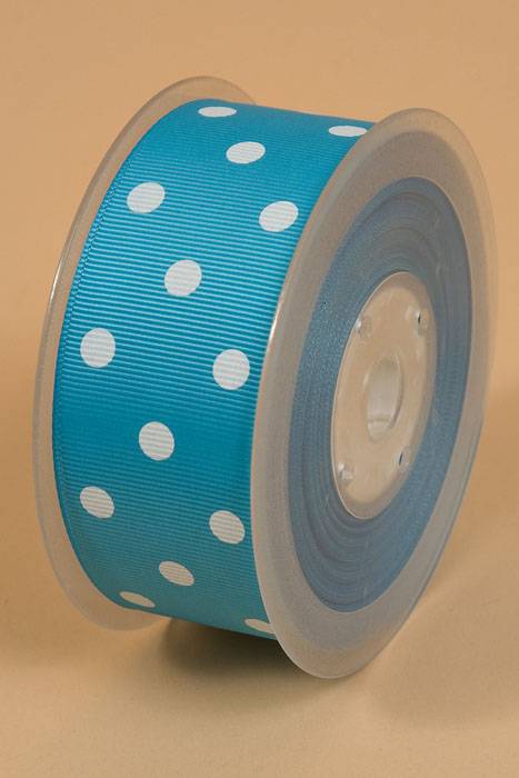 1-1/2" X 17yds Grosgrain Turquoise/white