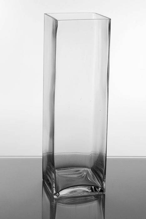 5" X 5" X 16" Square Glass Vase Clear