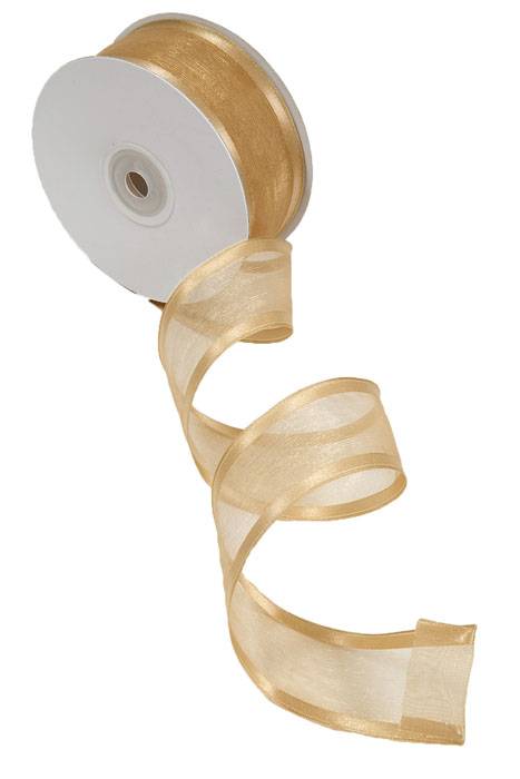 Wired Sheer Ribbon W/satin Edge Dijon