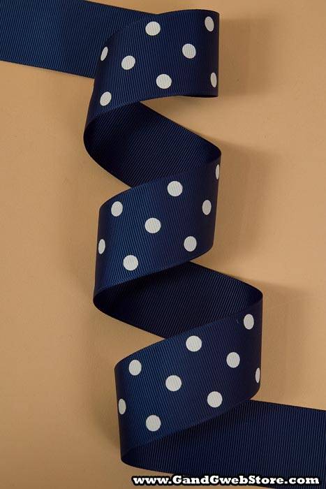 1-1/2" X 17yds Grosgrain Navy/white