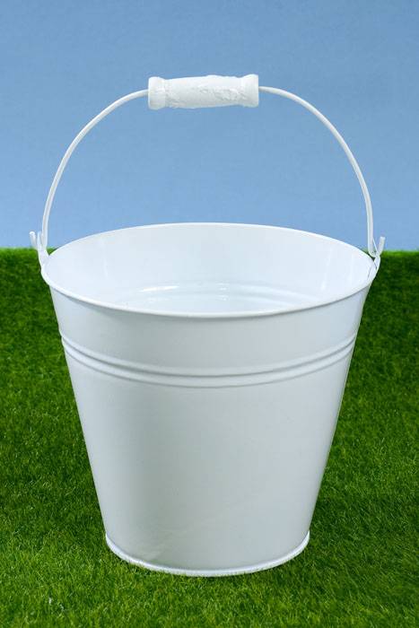 5.5" Round Metal Bucket W/handle White