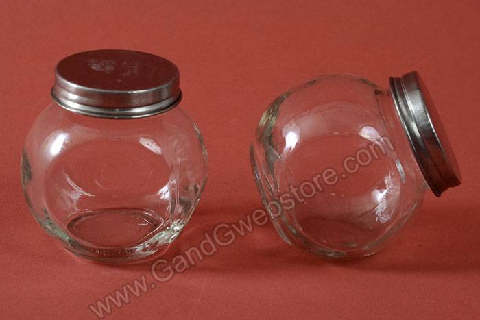 3" Glass Cruet Jar W/silver Lid Clear Pkg/6