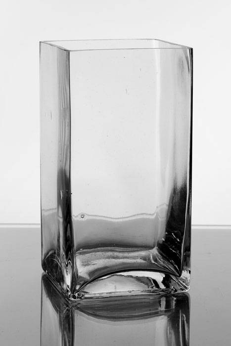 4" X 4" X 8" Square Glass Vase Clear