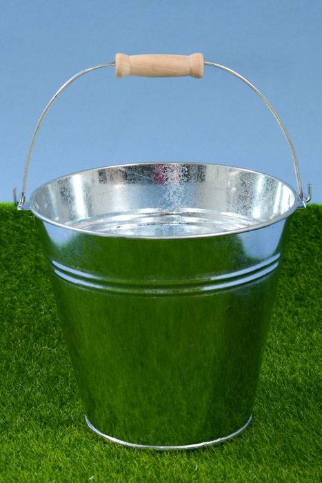 5.5" Round Metal Bucket W/handle Silver