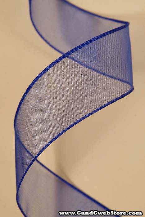 1.5" X 50yds Wired Sheer Spring Ribbon Royal