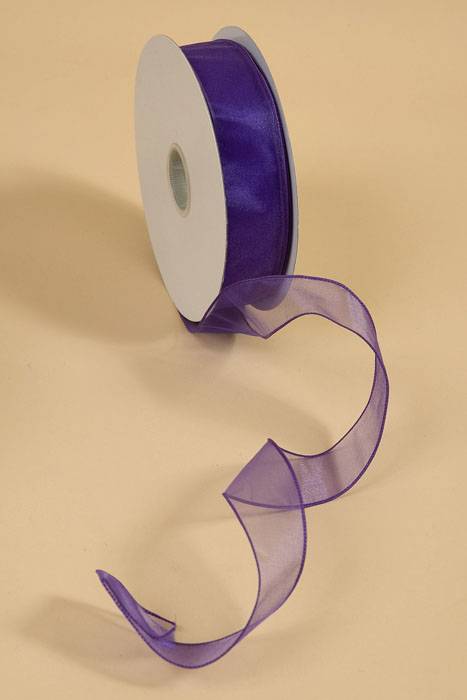 1.5" X 50yds Wired Sheer Spring Ribbon Purple