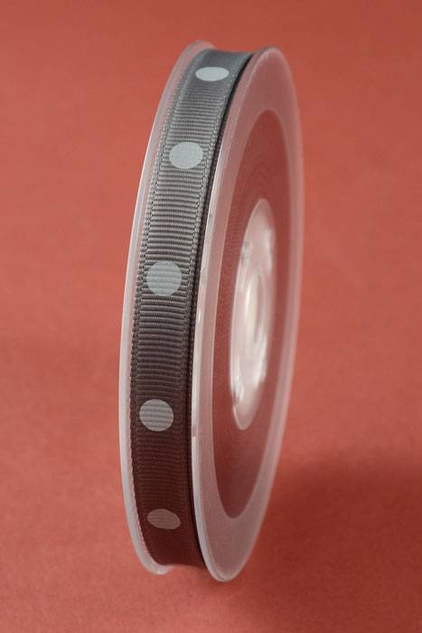 3/8" X 17yds Grosgrain Metal Grey