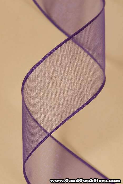 1.5" X 50yds Wired Sheer Spring Ribbon Purple