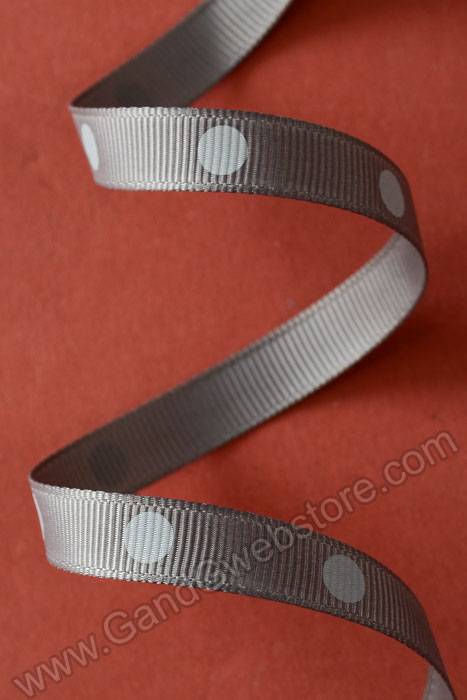 3/8" X 17yds Grosgrain Metal Grey