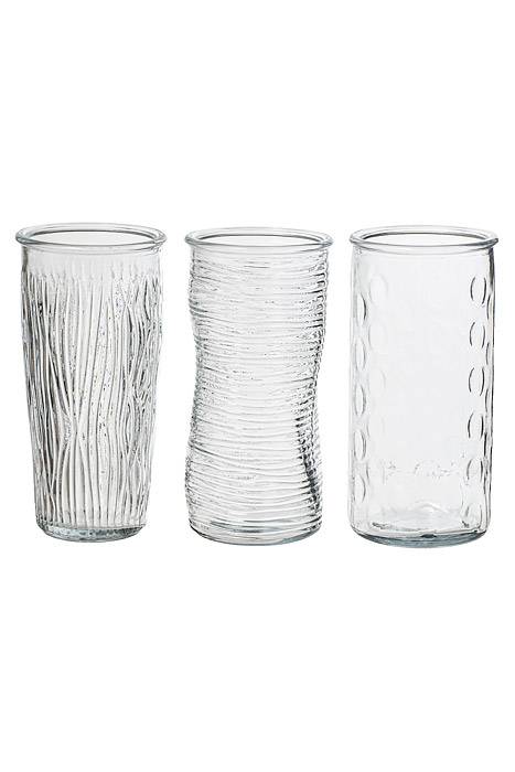 4.75" X 10" Rose Glass Vase Crystal Clear Set/3