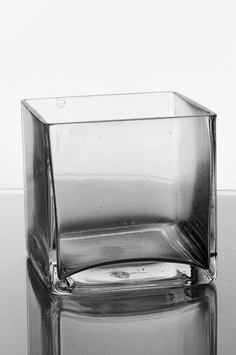 4" X 4" X 4" Cube Glass Vase Clear