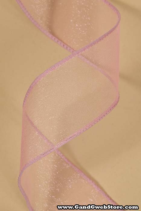 1.5" X 50yds Wired Sheer Spring Ribbon Pink
