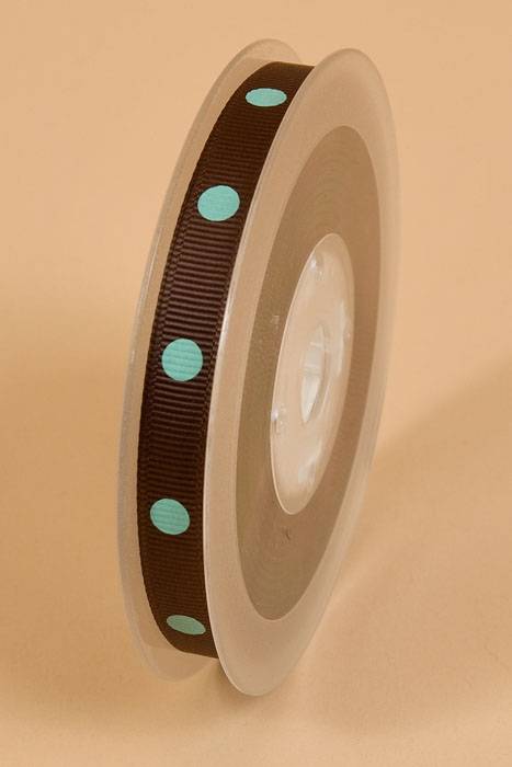 3/8" X 17yds Grosgrain Brown/aqua