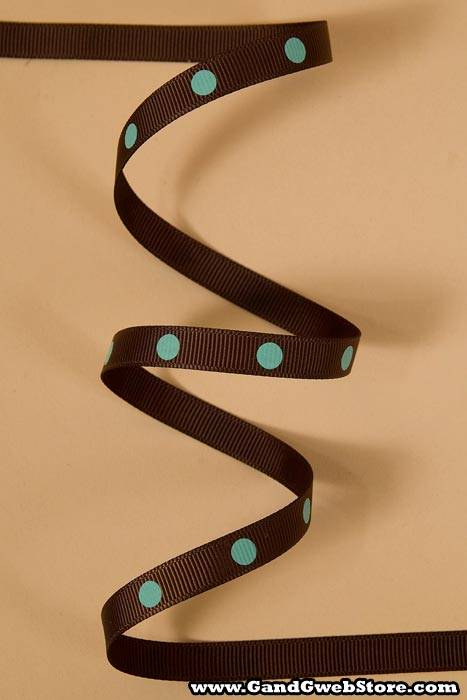 3/8" X 17yds Grosgrain Brown/aqua