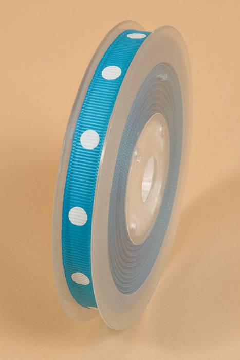 3/8" X 17yds Grosgrain Turquoise/white