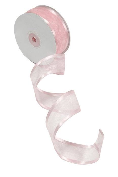 Wired Sheer Ribbon W/satin Edge Pink