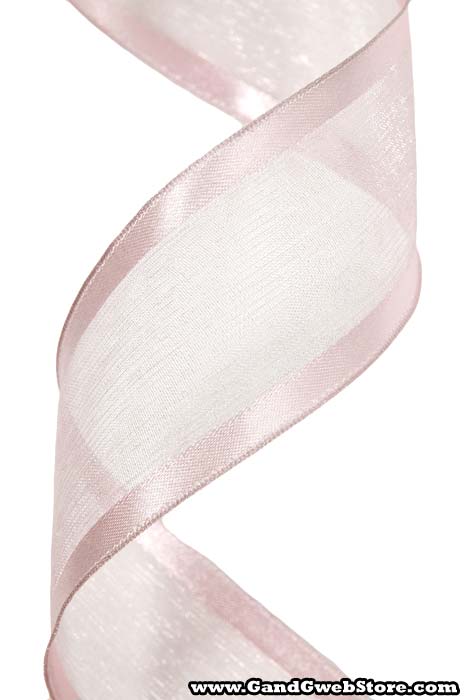 Wired Sheer Ribbon W/satin Edge Pink