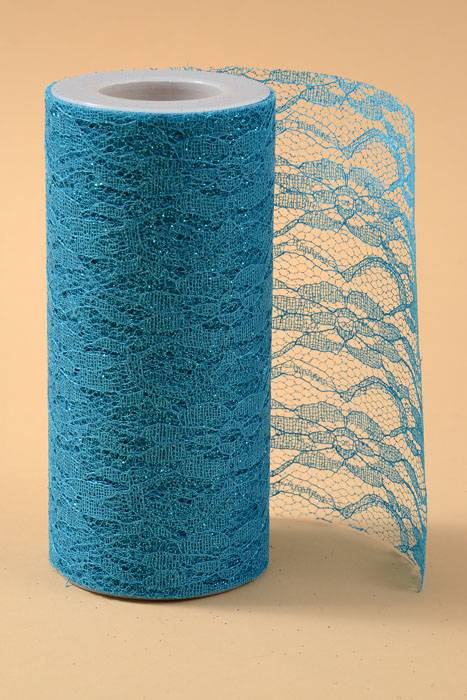 6" X 10yds Sparkle Lace Ice Blue