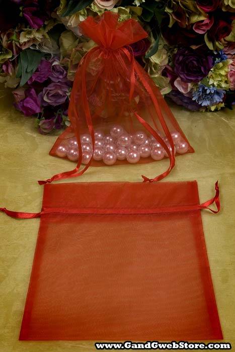 8" X 10" Organza Bag Red Pkg/12