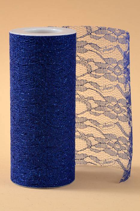 6" X 10yds Sparkle Lace Royal Blue