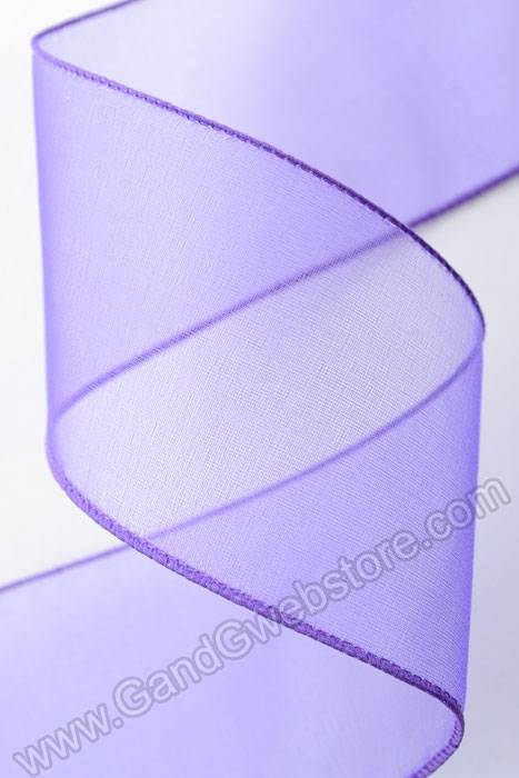 2.5" X 50yds Wired Sheer Spring Ribbon Purple