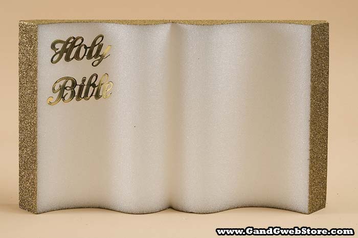 18" Styrofoam Holy Bible White/gold