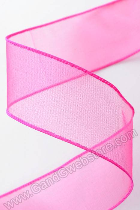 1.5" X 50yds Wired Sheer Spring Ribbon Fuchsia