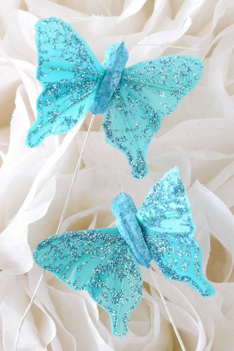 1" Mini Butterfly Turquoise Pkg/12