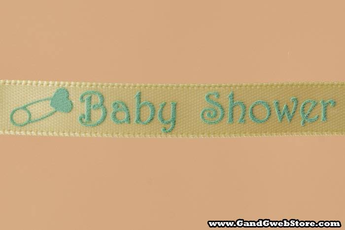 3/8" X 10yds Printed Satin Baby Shower Yellow