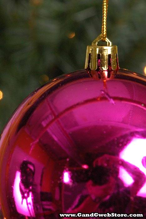 80mm Shiny Plastic Ball Fuchsia Box/6