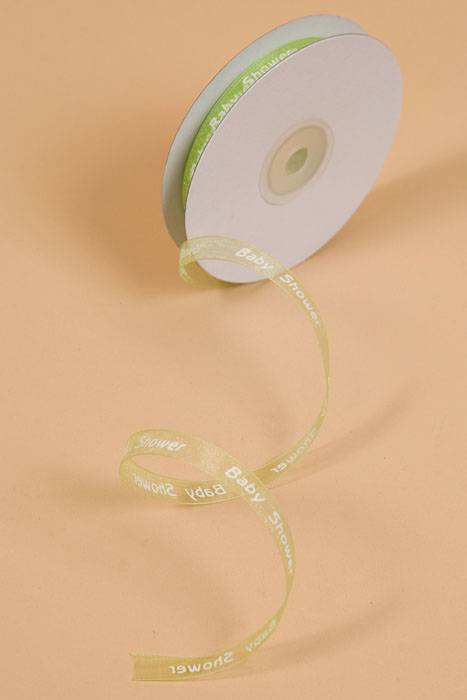 3/8" X 25yds Baby Shower Print Ribbon Green