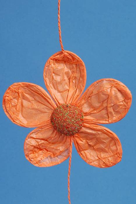 5" X 60" Paper Flowers Garland Orange