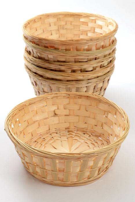 10" X 4" Round Bamboo & Fern Bowl Natural Pkg/6