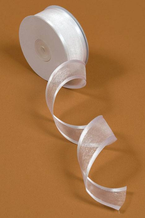 Wired Sheer Ribbon W/satin Edge White