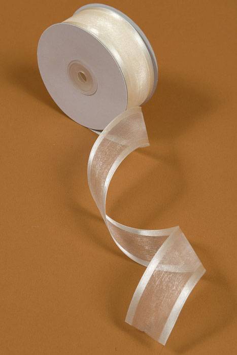 Wired Sheer Ribbon W/satin Edge Ivory