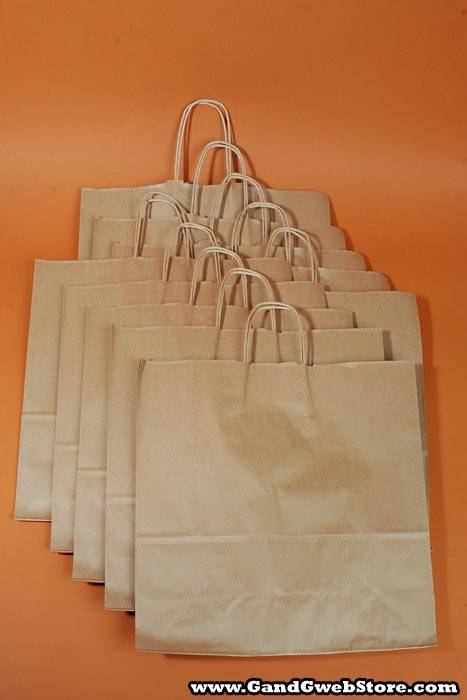 18" X 7" X 19" Jumbo Kraft Shopping Bag Natural Pkg/10