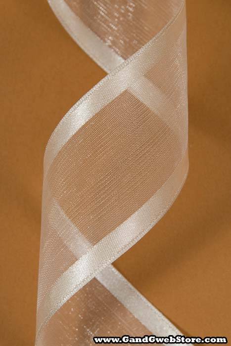 Wired Sheer Ribbon W/satin Edge Ivory