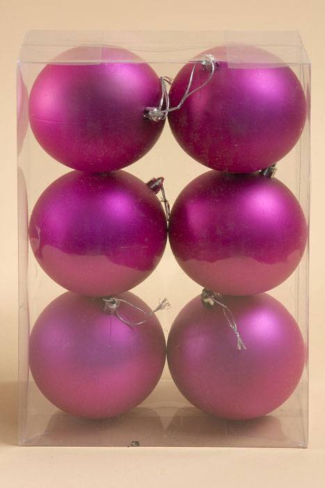 100mm Matt Plastic Ball Fuchsia Box/6