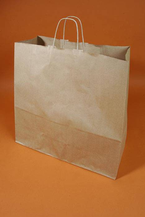 18" X 7" X 19" Jumbo Kraft Shopping Bag Natural Pkg/10