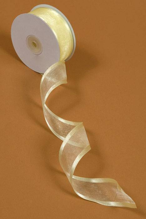 Wired Sheer Ribbon W/satin Edge Baby Maize
