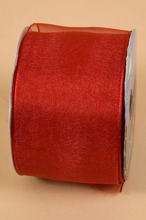 2.5" X 25yds Wired Encore Sheer Ribbon Red