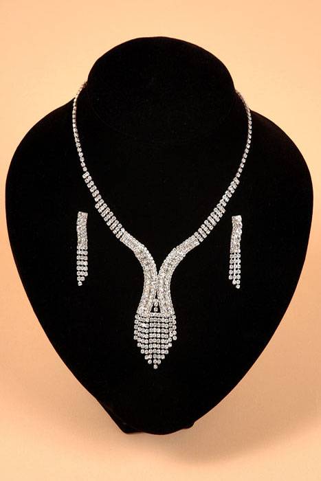 Fashion Jewelry Rhinestone Necklace And Earrings Set
